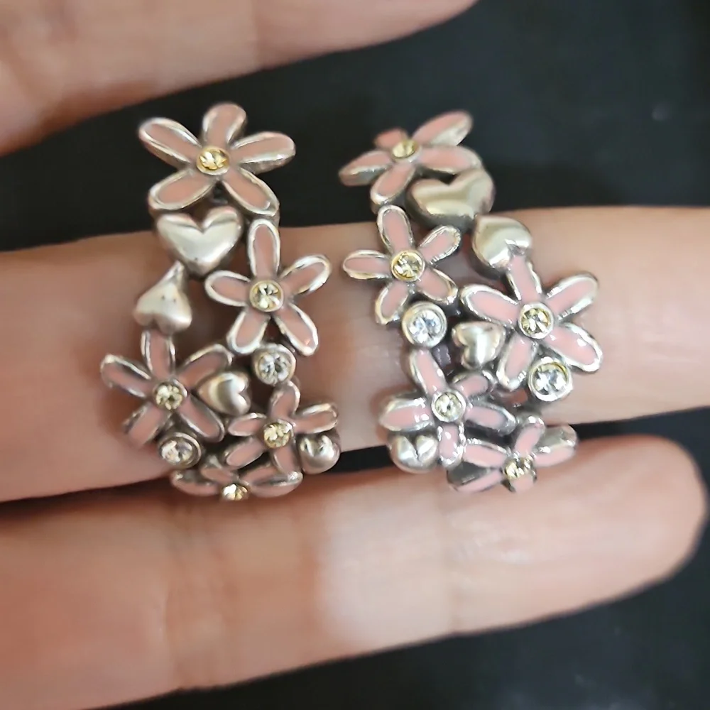 Brighton Heart Floral Silver Earrings - Picture 4 of 4